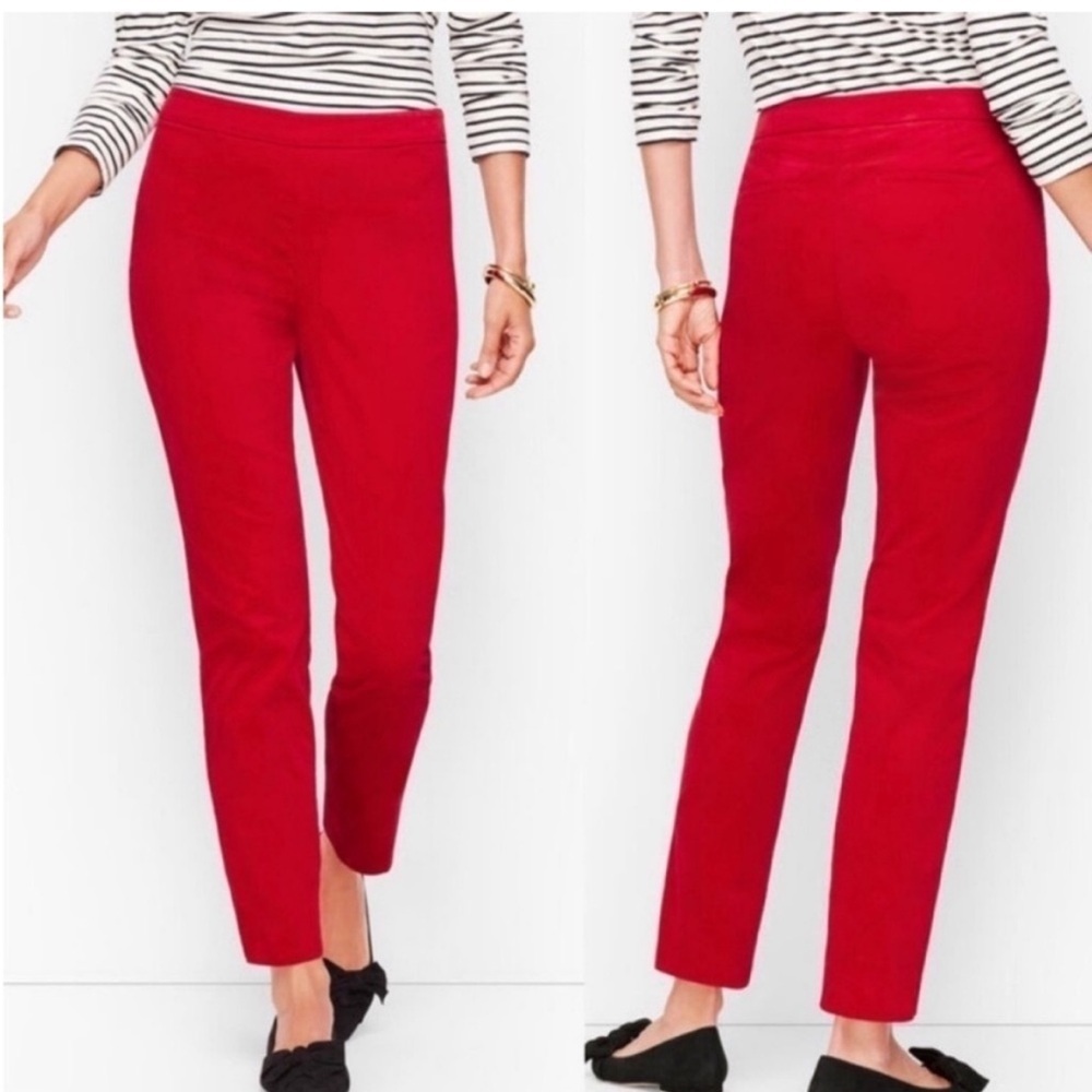 NEW Talbots Red Chatham Ankle Pants Straight Leg Velvet Holiday Plus Size 14
